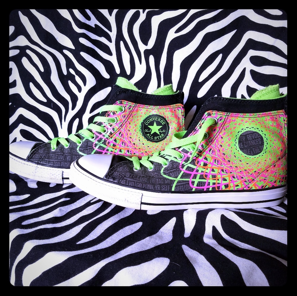 Neon back zip Converse hi-top